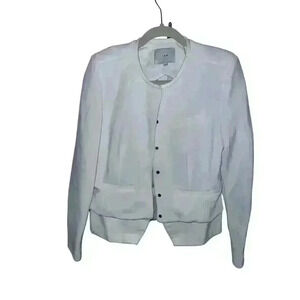 IRO CreamWhite Leather Accents' Jacket Sz 42 Office Siren Secretary Coastal